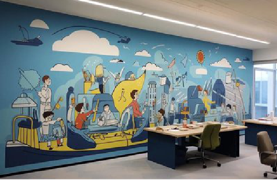 当涂办公室墙绘的特点。